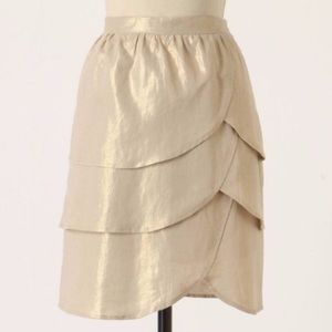 Anthropologie Edme & Esyllte Gold Scallop Skirt